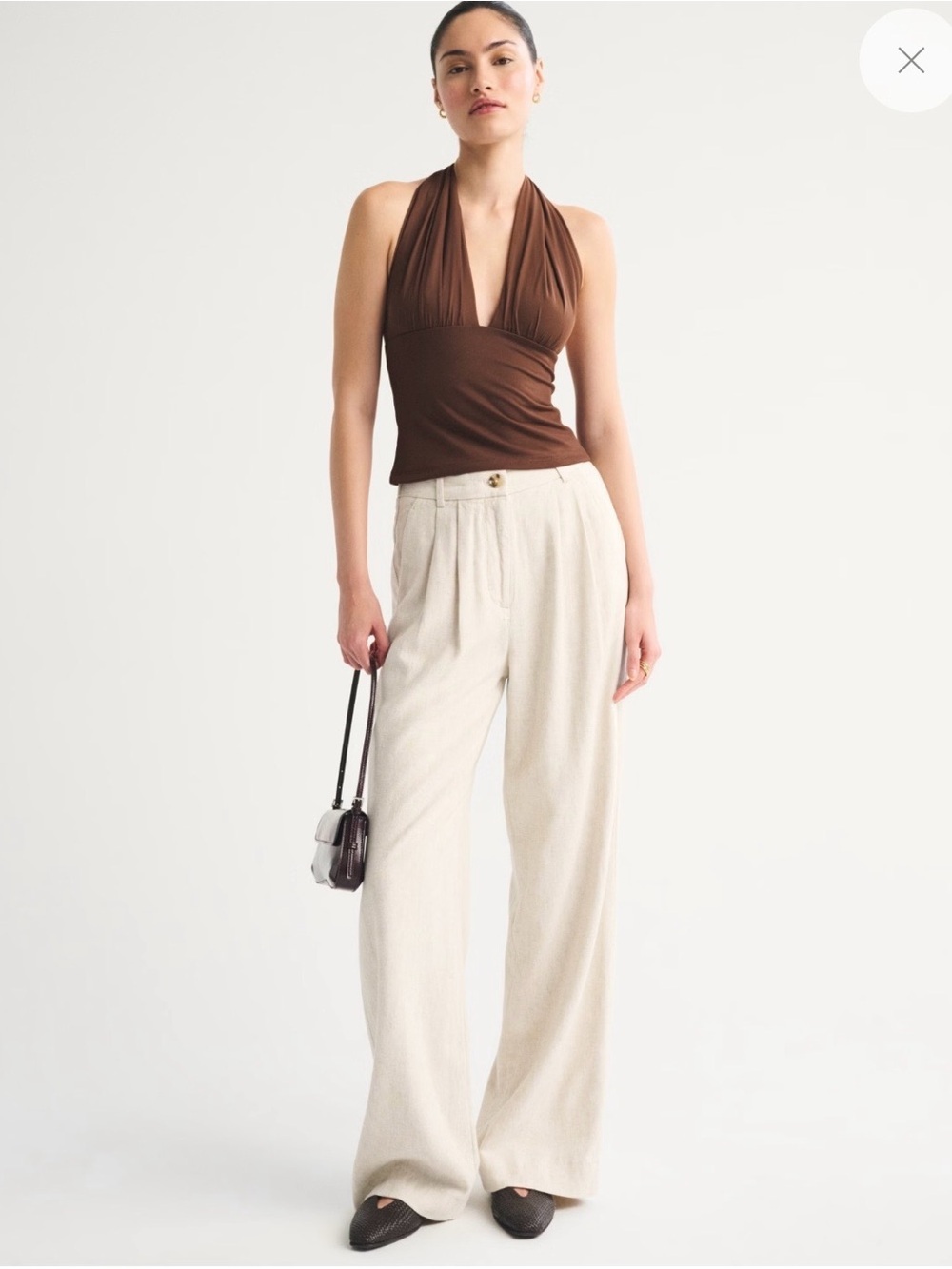 NWOT Abercrombie Sloan Linen-Blend Tailored Pants Size 26R Oatmeal Wide Leg